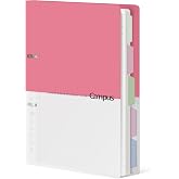 KOKUYO 5 Subject Spiral Notebook Journal, Campus 110 Sheets A4 Refillable Notebook with Dividers Tabs, College Ruled Binder Notebook for Work School Note taking, Light Pink