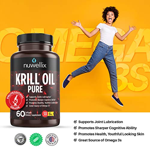 Nuwellix Krill Oil Supplement 1000mg Softgels with Omega 3 EPA, DHA and