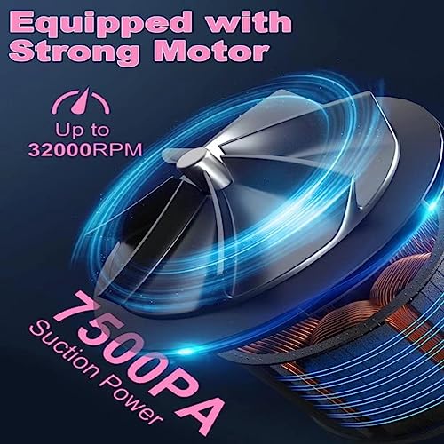 vioview Car Cleaning Detailing Kit Interior Cleaner, 14Pcs Car Cleaning Supplies with High Power Portable Car Vacuum Cleaner, Detailing Brush Set, Windshield Cleaner, Pink Car Accessories for Women