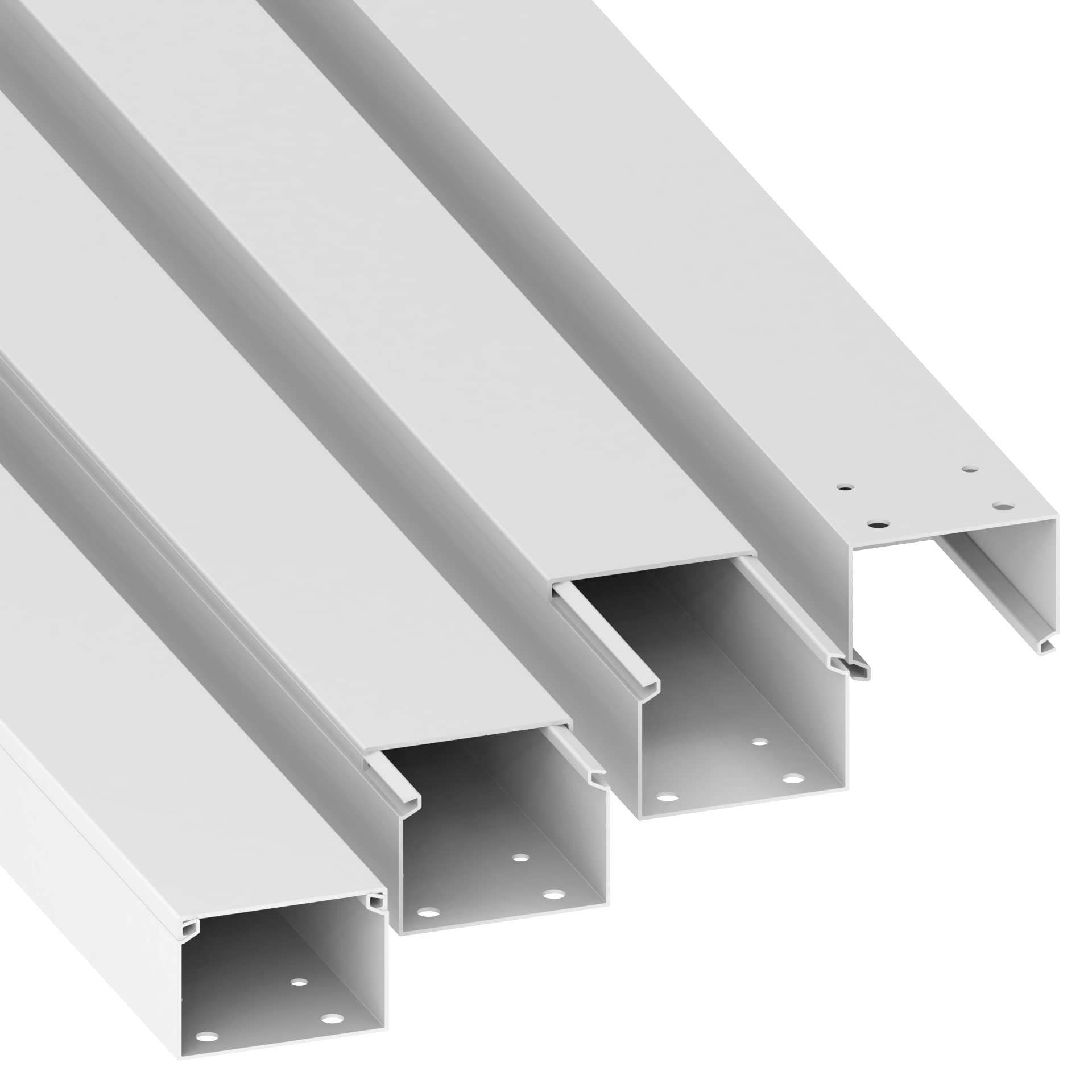 Habengut Cable Duct (with Mounting Hole in the Base) 40 x 60 mm PVC Colour: White Length 4 m (4 x 1 m Length)