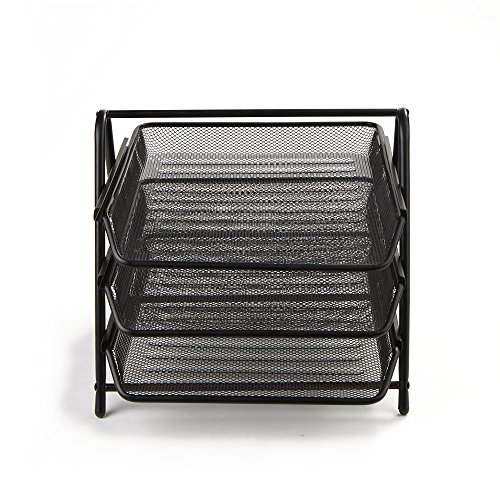 Mind Reader Desk Organizer with 3 Sliding Trays for Letters, Documents, Mail, Files, Paper, Black