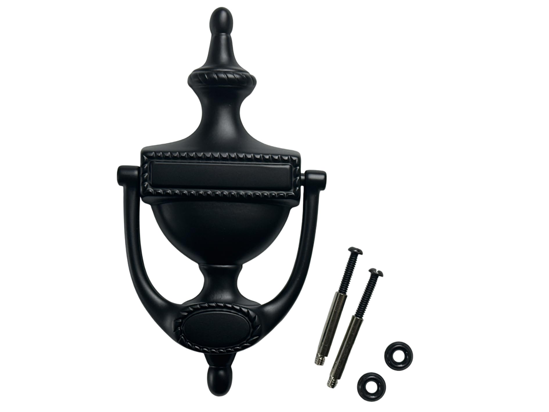 QCAA Solid Brass Door Knocker, Victorian Rope Type, 7-3/8", Matte Black, 1 Pack, Made in Taiwan