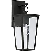 Capital Lighting 948111BK Elliott Transitional Industrial Clear Glass Outdoor Wall Lantern, 1-Light 100 Watt, 16" H x 6" W, B