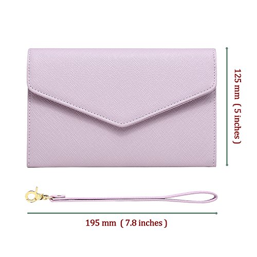 Krosslon Rfid Passport Holder Wristlet Travel Wallet Trifold Documents Organizer Slim Purse, Fit US UK CA Passport Cover Traveling Accessories for Women, Pale Mauve(207#) - Thumbnail 3