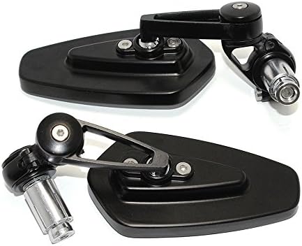 Universal Motorcycle 7/8" Bar End Rearview Mirrors for Street Bike Sport Bike Cruiser-Pair (Black)