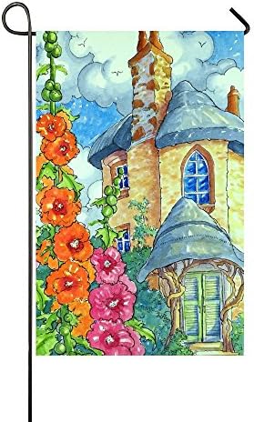 field tree Butterfly &amp; Flower Garden Flag - Double Sided Polyester Hello Spring decorative garden flag12 x 18" (A dream house of fairy tales)