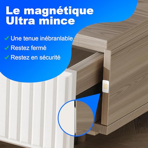 PHIXBEAR 10 Packs Ultra Thin Magnetic Cabinet Door Latch with Adhesive, Stainless Steel Cupboard Door Magnet Drawer Magnet Silent Closing Easy to Install