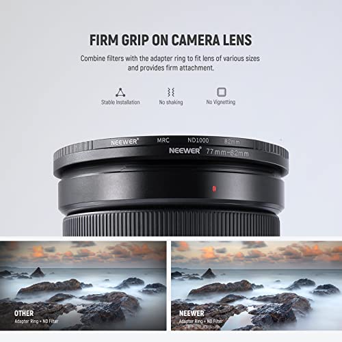 Set 8 Anelli Step-up Per Obiettivi Fotocamera - Da 49 A 82mm, Alluminio Anodizzato Nero - Foto 2