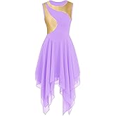 yrsZX Women's Praise Dance Dress Tunic Irregular Flowy Skirt Sleeveless Worship Liturgical Lyrical Dance Costume