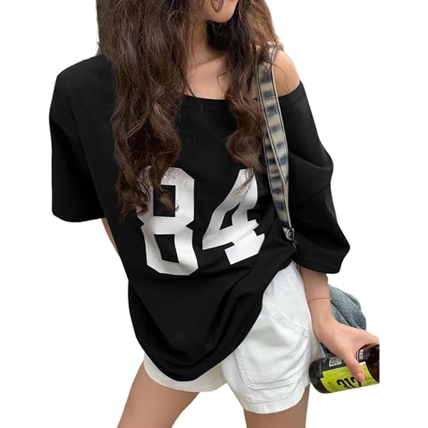 y2kです☆フォロー割 CORIRESHA Women's Oversized Off Shoulder T-Shirt Number 98