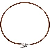 Leporem Leather Cord Necklace, 4mm Cowhide with Stainless Steel Toggle Clasp, Minimal Unisex Necklace for Charms & Pendants