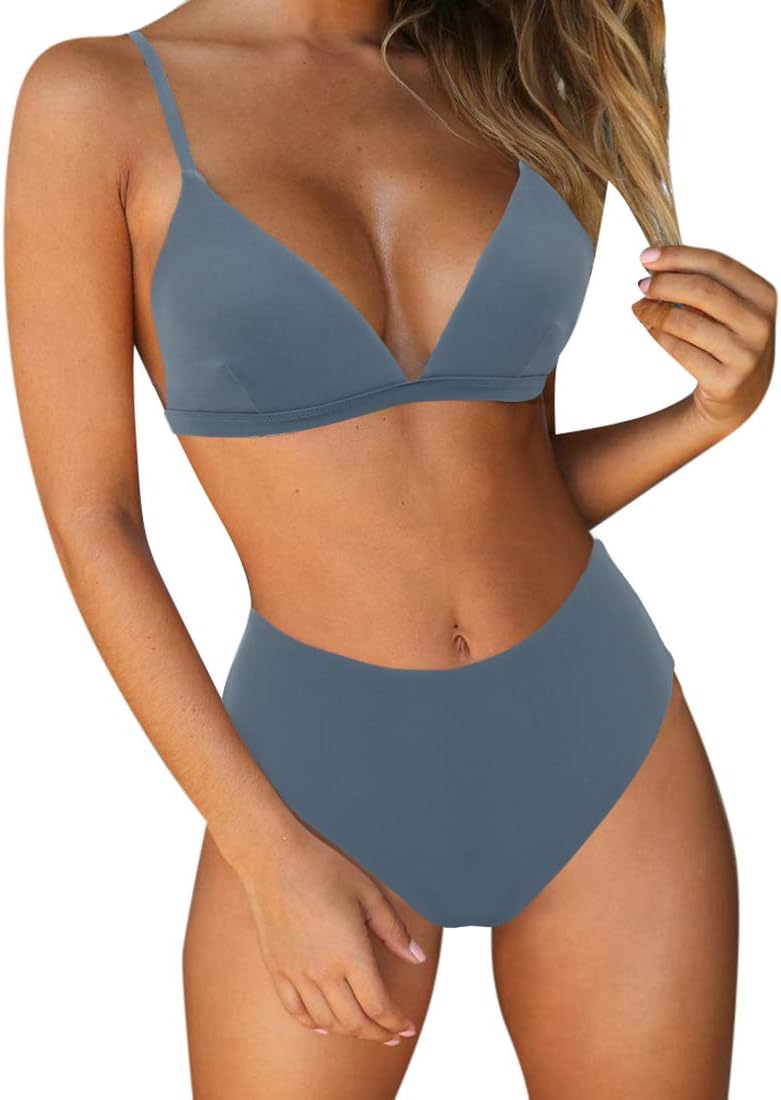 RUUHEEWomen Stripe Printing Padded Push up 2 Piece Bikini Sets Swimsuits