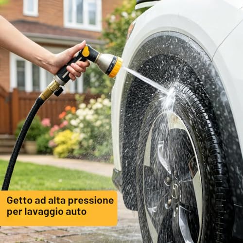 FANHAO Garden Spray Gun, 100% Heavy Duty Metal Spray Nozzle Thumb Operated High Pressure Water Nozzle with 8 Modes for Watering Plants Car Wash