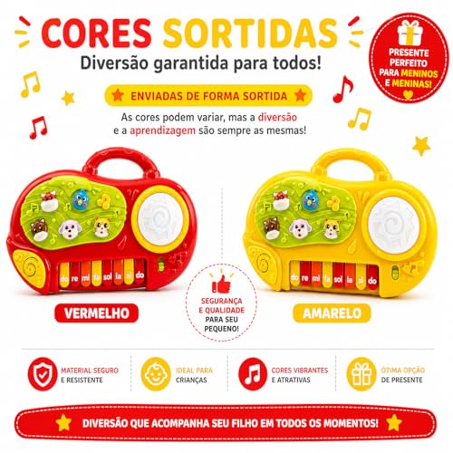 Brinquedos Para Bebe Teclado Infantil Musical Educativo Maestro Com Som Luz E Animais A partir de 1 Ano de Idade Brinquedo Sons Musical Infantil