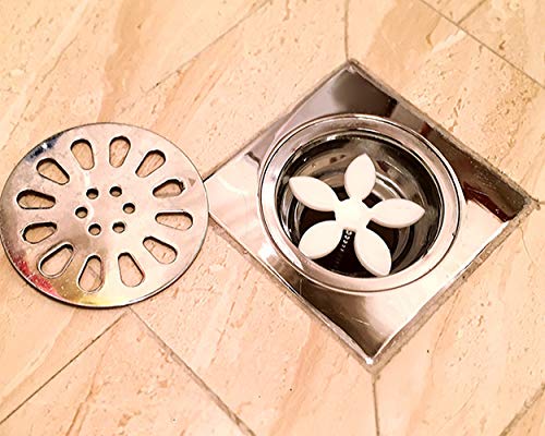 ACE SELECT Flower Shape Drain Hair Catcher Bathroom Chain Hook Strainer Set of 5 Hair Trap for Bathtub Kitchen - Thumbnail 4