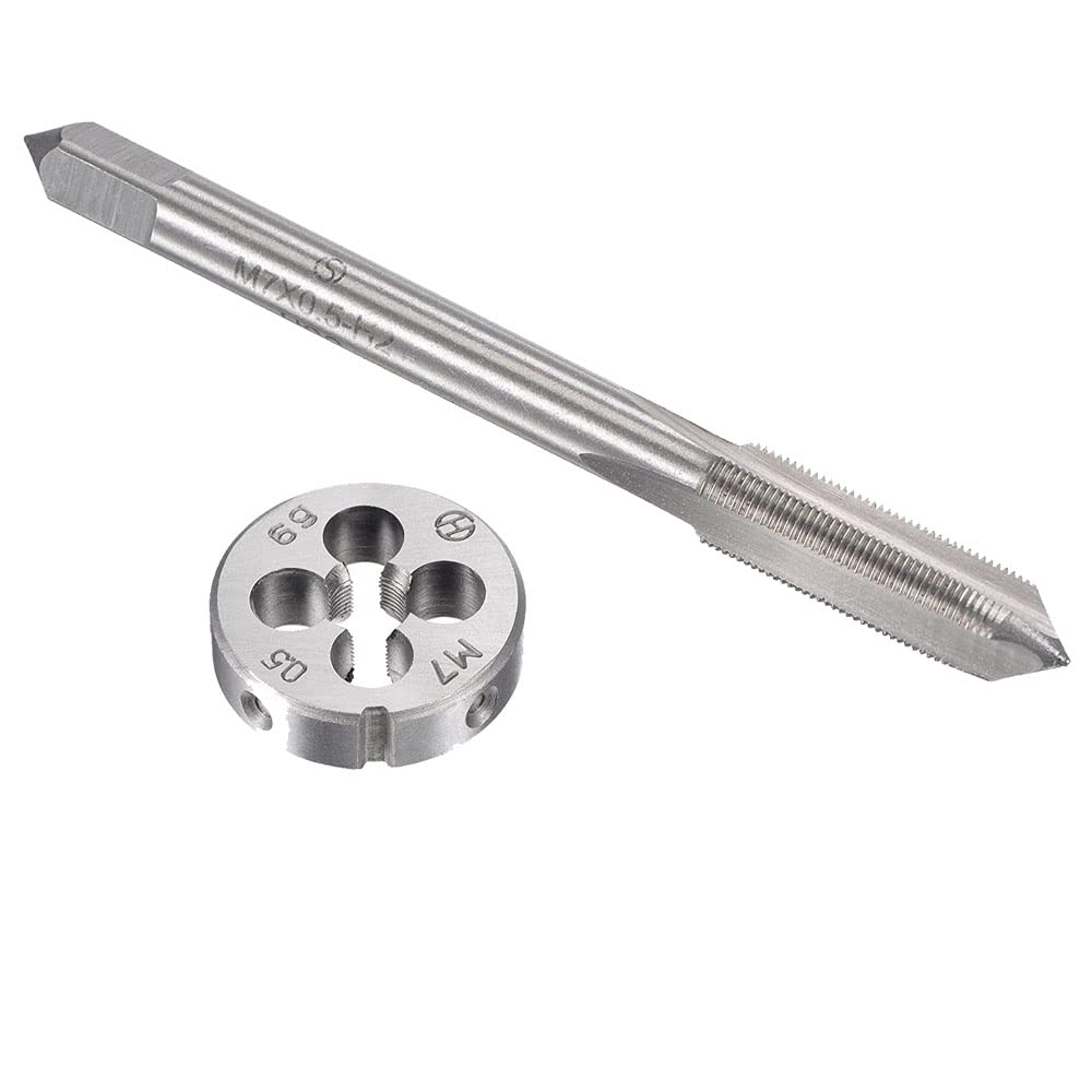 HUAZHICHUN 1PC M7×0.5mm Tap and Die Set,Metric HSS Tap and Die Set Right Hand Tap