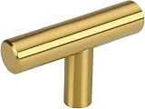LONTAN Gold Drawer Knobs 10 Pack Single Hole Brass Cabinet Door Handles T-Bar view 1