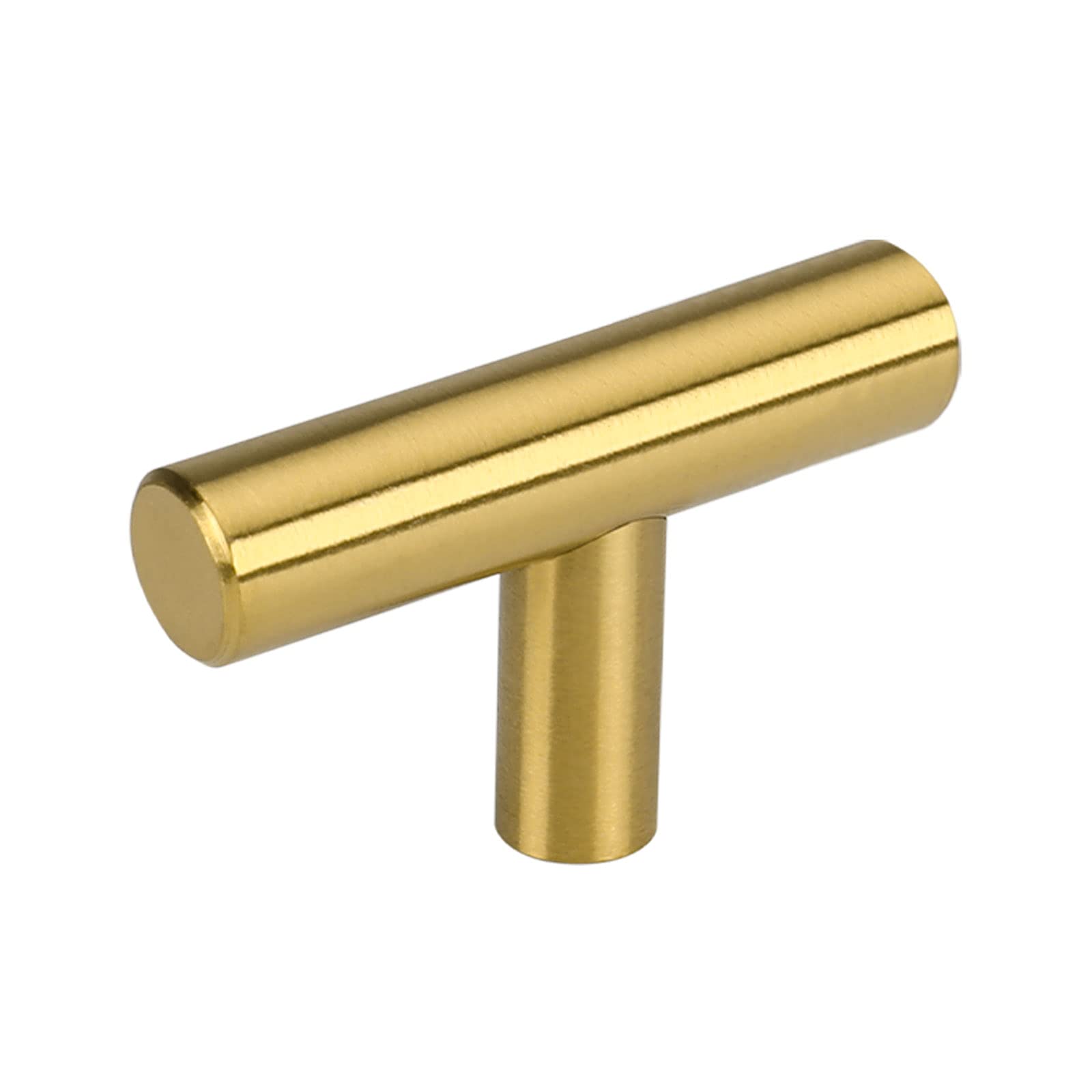 LONTAN 15 Pack Gold Kitchen Cabinet Handles and Knobs - Brass Bathroom Cupboard T Bar Door Knobs - Modern Single Hole Drawer Pulls