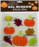 Pumpkins Jack-o-Lanterns and Fall Leaves Gel Window Clings