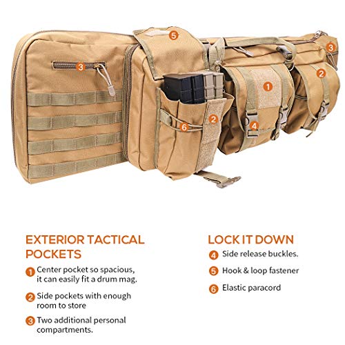 LUVODI Rifle Case Bag 36 inch Tactical Double Rifle Case with Lockable Compartments for Long Pistol Carbine Gun Case Storage Molle Backpack