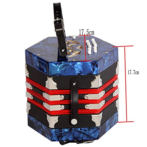 SODIAL Concertina Accordion 20-Button 40-Reed Anglo Style With Carrying Bag And Adjustable Hand Strap(Blue)