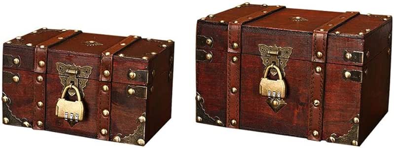 waysad Caja De Madera Cofre Del Tesoro Con Candado Cofre Del Tesoro