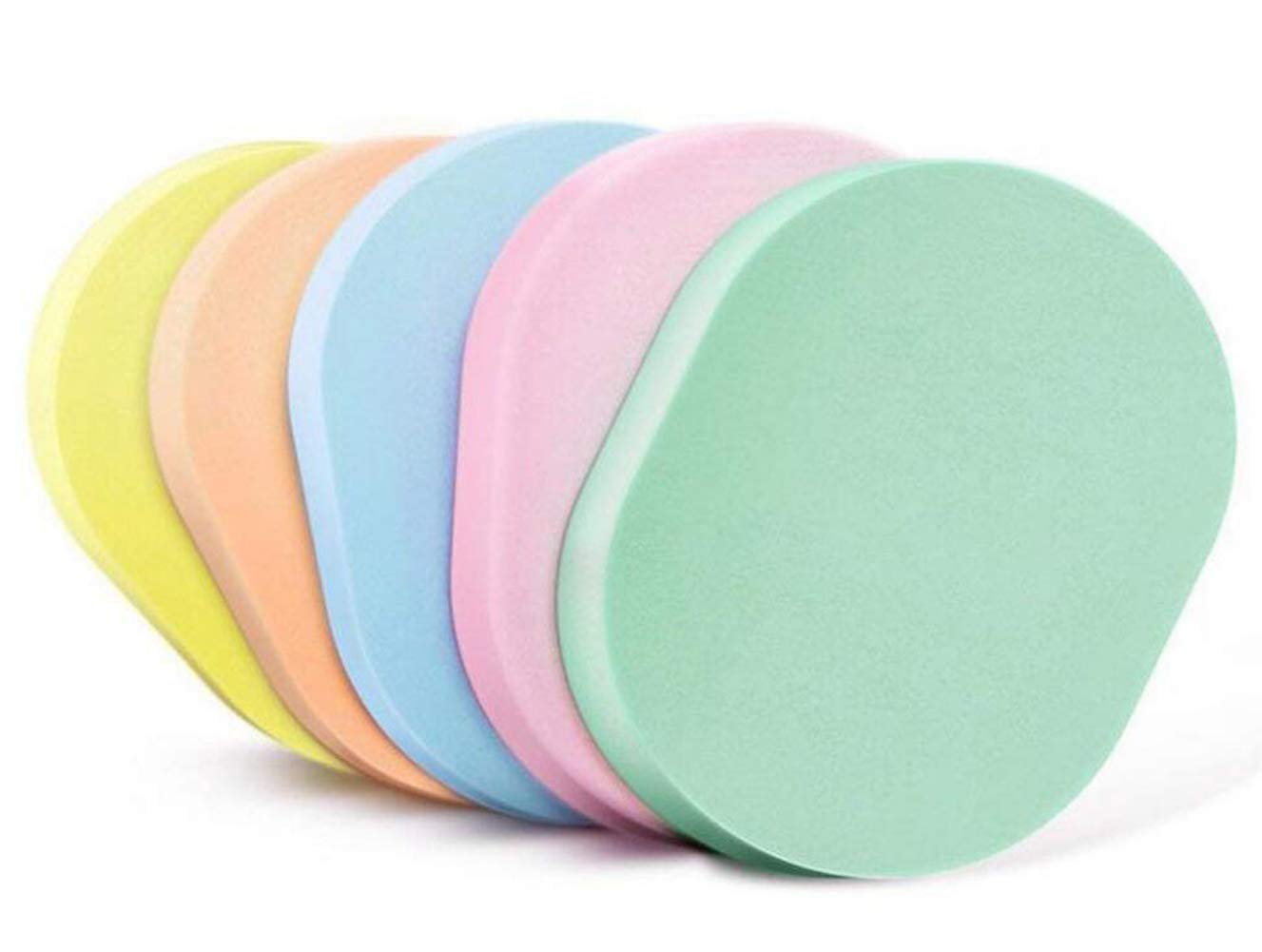 6 Pcs Natural Big Oval Shape Soft Powder Puff Make Up Cosmetic Facial Cleansing Exfoliating Sponge Puff Facial Cleansing Makeup Removal Tools (Color Random)
