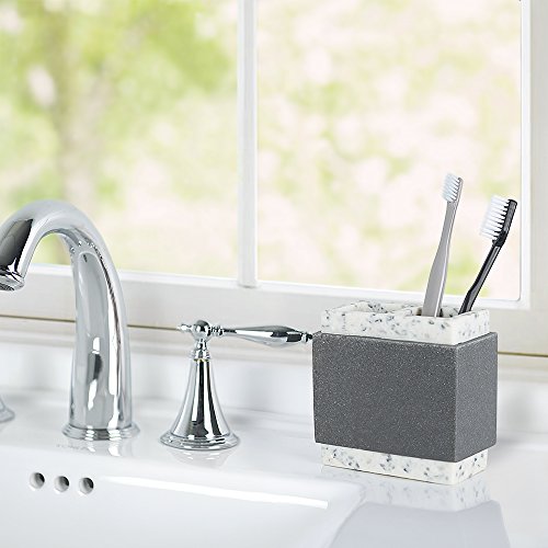 Allure Home Creations Marcello Stone 4-Piece Bathroom Accessory Set- 1 Lotion Pump, 1 Toothbrush Holder, 1 Soap Dish and 1Tumbler