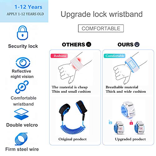 Anti-Lost Wrist Link, Outdoor Harness for Children. (Blue/8.2 ft and Cyan/4.9 ft)