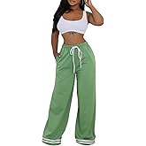 PUXOBYKU Women Wide Leg Sweatpants High Waisted Sweatpant Baggy Flared Sweat Pants Casual Joggers with Pockets