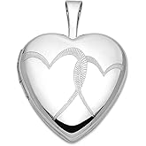 JewelryWeb 14k White Gold 16mm Double Love Hearts Locket Locket Necklace for Women
