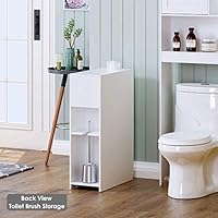 Utex Slim Bathroom Toilet Paper Storage Cabinet Rolling Free Standing Toilet Paper Holder Bathroom Cabinet 9 W X 30 H X 20 D White Amazon Sg Home