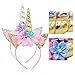 Unicorn party supplies and decorations set 176 piece for birthday party-Serves 16 guests-birthday bunting,straws,blowouts whistles,Unicorn headband,pink satin sash for girls,Unicor (A-pink)