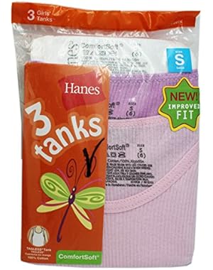 White, Purple, and Pink Hanes 3 Pack Girls Colored Tanks (Size Small)