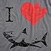 Womens I Love Sharks T Shirt Shark Bite Shirt Vintage Graphic Tee for Ladies Funny T Shirts Shark Tops for Women Women's Novelty Tees Dark Grey M