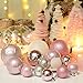 Sea Team 87-Pack Shatterproof Pink Christmas Ball Ornaments Set, Assorted Multi-Sized Hanging Baubles, Xmas Tree Decorations, Seasonal Décor for Holiday Wreath Garland, Hooks Included