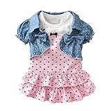 Isugar Summer Baby Girl's Clothes Short-Sleeved Jacket and Dress Outfit Sets
