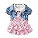 Isugar Summer Baby Girl's Clothes Short-Sleeved Jacket and Dress Outfit Sets