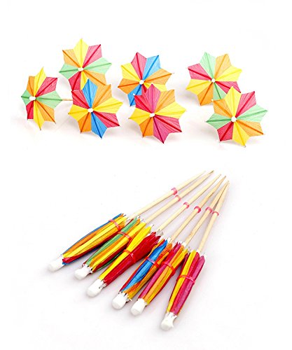 144 Pcs Handmade Umbrella Picks Cocktail Sticks for Tropical Drink Pool Party Decorations, Star Shape - Thumbnail 3