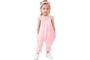 RAISEVERN Toddler Girls Romper Jumpsuit Baby kids Strap Playsuit Summer Outfits Clothes with Headband size 1-5 Years