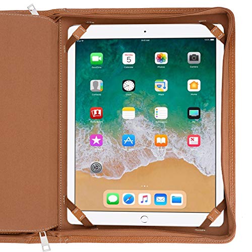 Brown Leather Portfolio with Notepad Space for 12.9 inch iPad Pro