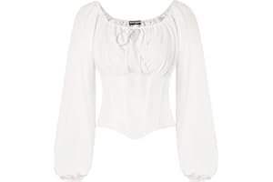 Scarlet Darkness Corset Tops for Women Elastic Neckline Renaissance Shirt Peasant Blouse