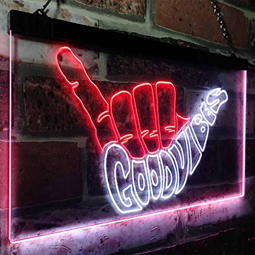 ADVPRO Good Vibes Only Hand Party Decoration Dual Color LED Neon Sign White & Red 16" x 12" st6s43-i1076-wr - Thumbnail 3