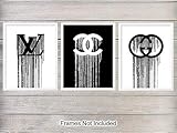 Fashion Art - 8x10 Glam Designer Wall Art Print Set - Cool Unique Gift for Couture Lovers, Women, Woman, Girls, Wife, Her - Modern Chic Home Decor for Bedroom, Dorm, Bathroom - 3 Unframed Photos