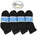 Falari 12-Pack Diabetic Socks Ankle Unisex Physicians Approved Socks Black Size 13-15