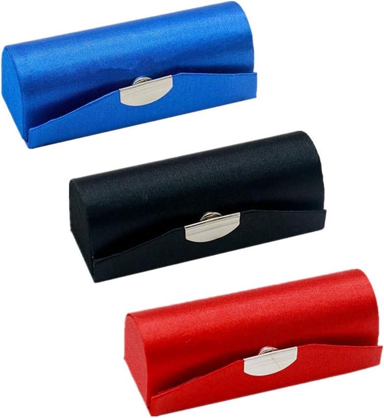 Hanyi Leather Lipstick Case Holder with Mirror - 3 Pcs Lipstick Box Organizer (Black and Red)