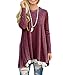 WEKILI Women's Tops Long Sleeve Lace Scoop Neck A-line Tunic Blouse Red L/US 12-14