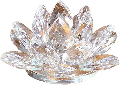 蓮の花 クリスタル ガラス 置物 インテリア 花 ハス 風水 開運 サンキャッチャー 6ｃｍ