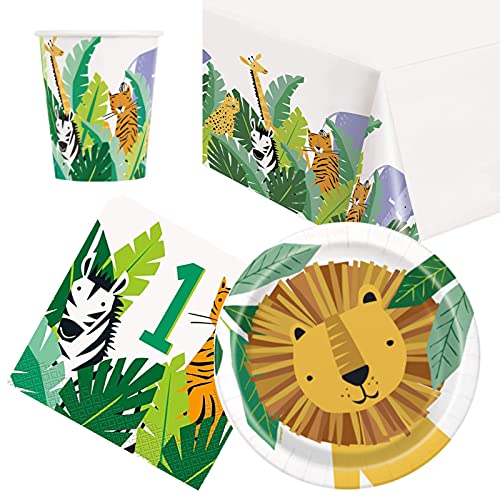 Animal Safari 1st Birthday Party Tableware Pack for 8