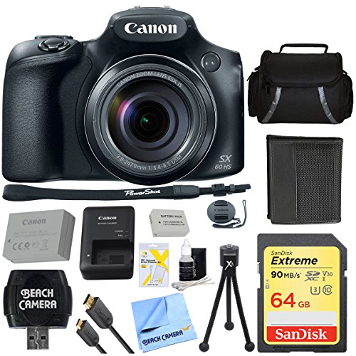 Canon-PowerShot-SX60-HS-161MP-65x-Optical-Zoom-Wide-Angle-Lens-Digital-Camera-with-64GB-Ultimate-Bundle-Includes-Case-64GB-SDXC-Memory-Card-Tripod-Extra-Battery-Kit-Cleaning-Accessories-More